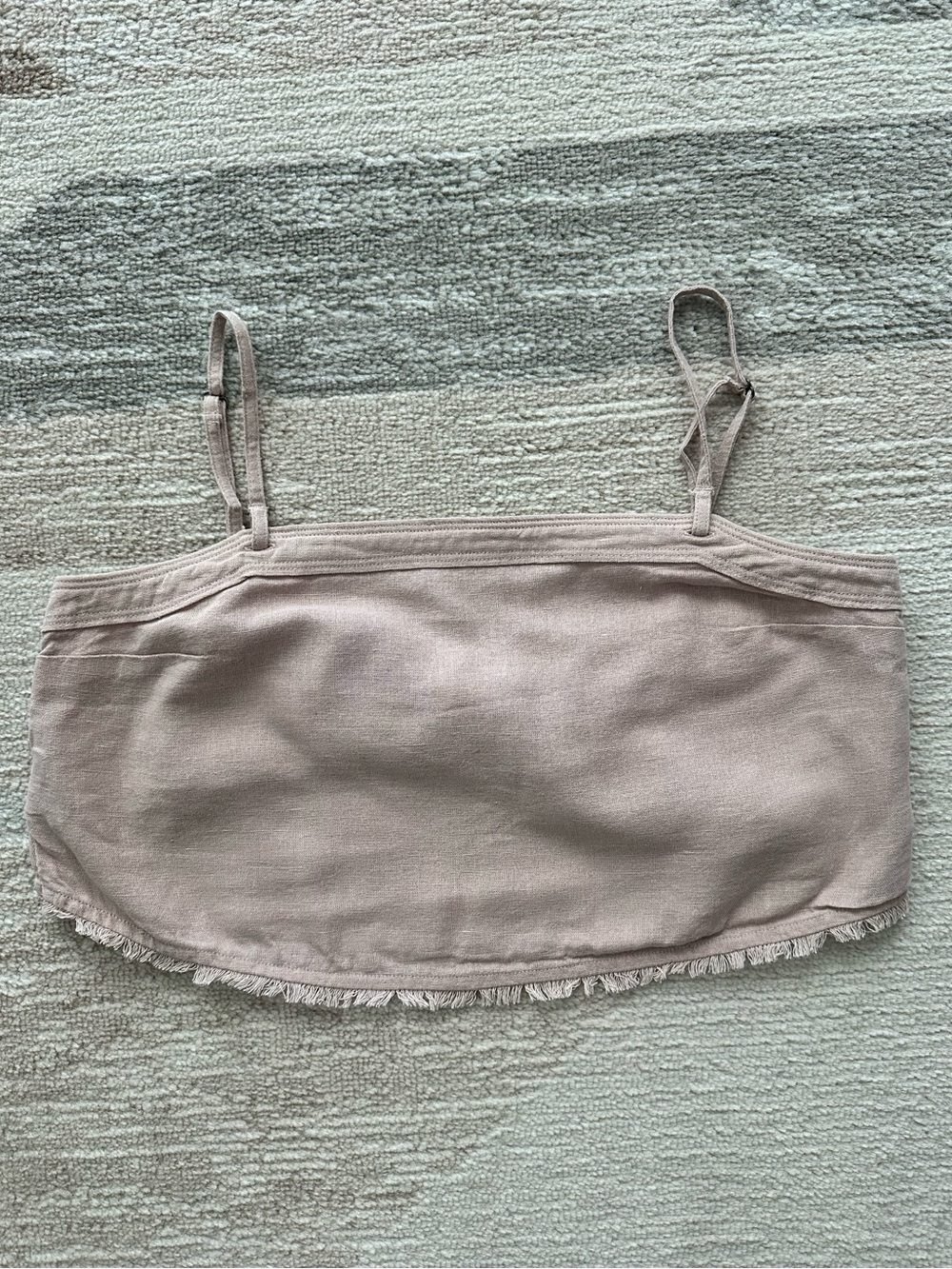 Abercrombie & Fitch Linen Blend Pink Crop Top with Fringe Trim Size S